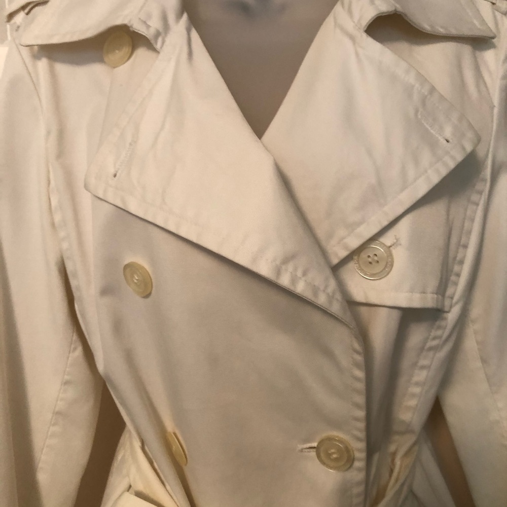 🌸 Ellen Tracy trenchcoat rain jacket ivory size med - Picture 5 of 5